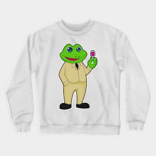 Frog as Groom with Glass of Red wine Crewneck Sweatshirt
